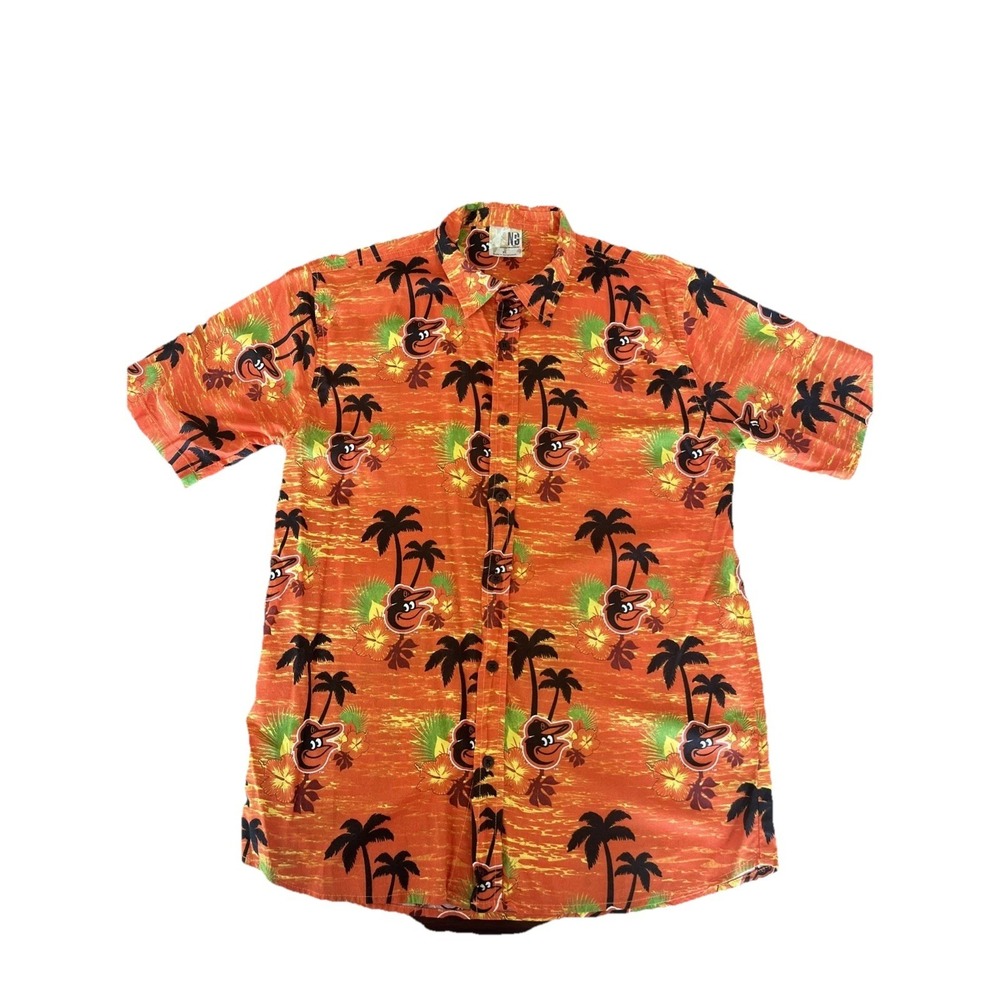 Baltimore Orioles MLB Hawaiian Button Shirt Spring Training Sz‎ Small Mr Splash